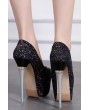 Black Glitter Platform Stiletto High Heel Party Pumps