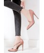 Pink Faux Leather Strap Pointed Toe Stiletto High Heel Pumps