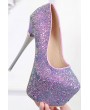 Purple Glitter Platform Stiletto High Heel Party Pumps