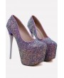 Purple Glitter Platform Stiletto High Heel Party Pumps
