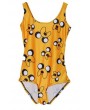 Yellow Cartoon Dog Print Bodysuit One Piece Swimsuit