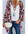 Floral Print Bat Sleeve Open Front Casual Cover Up