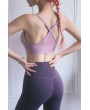 Light-purple Spaghetti Straps Crisscross Back Padded Sport Yoga Bra