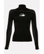 Black Printed Hollow Out High Neck Long Sleeve Sports T Shirt