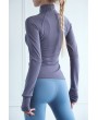 Purple Zipper Up Long Sleeve Yoga Sports T Shirt