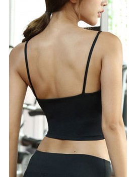 Black Spaghetti Straps Yoga Gym Sports Crop Camisole