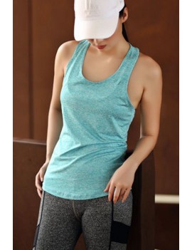 Light-blue Fast Dry T Back Exercise Fitness Tank Top