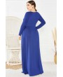 Blue Long Sleeve Elegant Maxi Plus Size Formal Dress