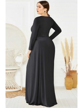Black Long Sleeve Elegant Maxi Plus Size Formal Dress