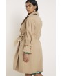 Khaki Belt Double Breasted Long Sleeve Casual Plus Size Trench Coat