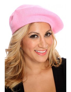 Pink Wool Classic Beret Hat