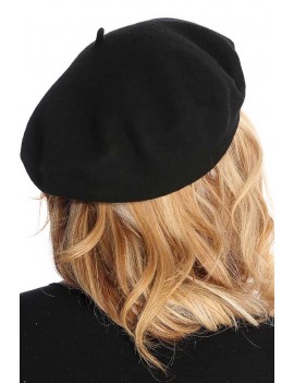 Black Wool Stylish Beret Hat