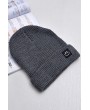 Applique Smile Cable Knit Fold Over Beanie Hat