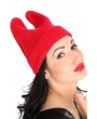 Red Top Ear Fold Over Knitted Beanie Hat