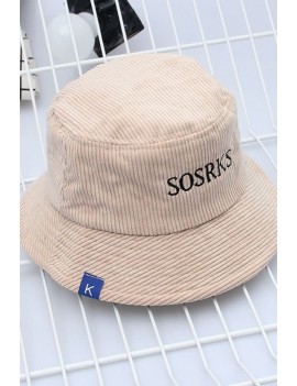 Corduroy Letter Embroidery Bucket Hat