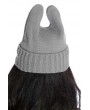 Gray Top Ear Fold Over Knitted Beanie Hat