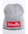 Letter Embroidered Contrast Fold Over Knit Beanie Hat