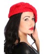 Red Cable Knit Beret Beanie Hat