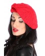 Red Cable Knit Beret Beanie Hat
