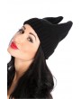 Black Top Ear Fold Over Knitted Beanie Hat