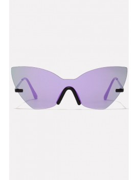 Purple Rimless Tinted Lens Cat Eye Sunglasses
