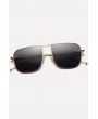 Gray Metal Full Frame Tinted Lens Anti Uv Square Sunglasses