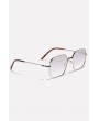 Light-gray Metal Full Frame Tinted Lens Square Sunglasses