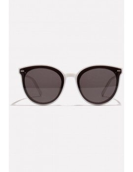 White Plastic Full Frame Retro Round Sunglasses