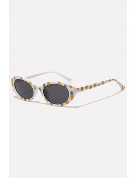 White Pineapple Full Frame Tinted Lens Anti Fatigue Oval Sunglasses