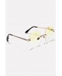 Yellow Rimless Tinted Lens Anti Uv Retro Round Sunglasses