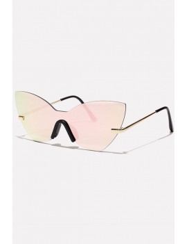 Pink Rimless Tinted Lens Cat Eye Sunglasses