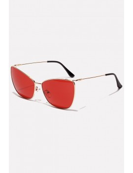 Red Tinted Lens Metal Full Frame Cat Eye Sunglasses