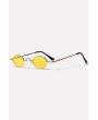 Yellow Metal Full Frame Tinted Lens Oval Sunglasses
