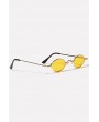 Yellow Metal Full Frame Tinted Lens Oval Sunglasses