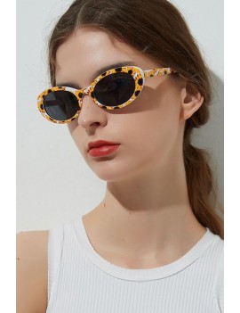 Yellow Sunflower Full Frame Tinted Lens Anti Fatigue Oval Sunglasses