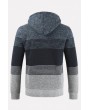 Men Light-gray Color Block Zipper Up Hooded Long Sleeve Casual Sweater Coat