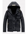 Men Patched Pocket Hooded Long Sleeve Casual Padded Coat