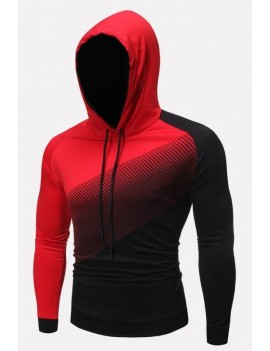 Men Ombre Drawstring Long Sleeve Casual Hoodie
