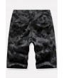 Men Gray Camouflage Print Multi-pocket Casual Shorts
