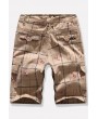 Men Khaki Plaid Multi-pocket Casual Cargo Shorts