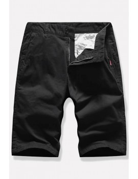Men Black Slant Pocket Casual Shorts