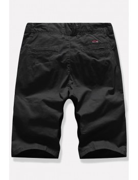 Men Black Slant Pocket Casual Shorts