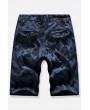 Men Dark-blue Camouflage Print Multi-pocket Casual Shorts