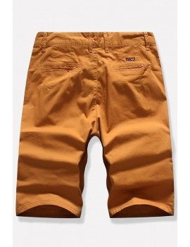 Men Yellow Slant Pocket Casual Shorts