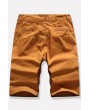 Men Yellow Slant Pocket Casual Shorts