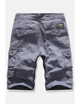Men Gray Multi-pocket Casual Cargo Shorts