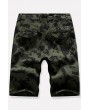 Men Army-green Camouflage Print Multi-pocket Casual Shorts