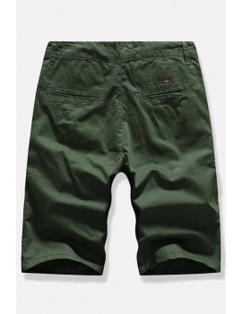 Men Army-green Slant Pocket Casual Shorts