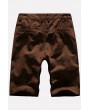 Men Dark-brown Coconut Print Slant Pocket Casual Shorts