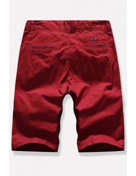 Men Red Slant Pocket Casual Shorts